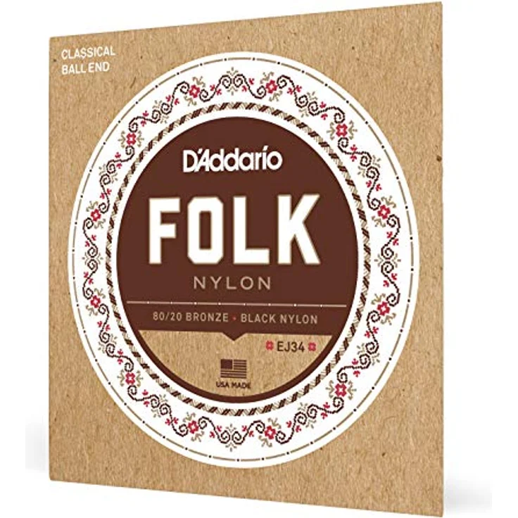 D'Addario EJ34 Folk Nylonsaiten für Konzert- und Akustikgitarre, Ball End, Saitenstärken 0280-0450 – Bild 1