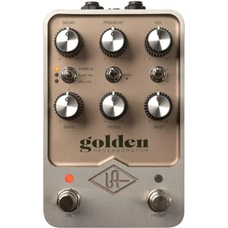 Universal Audio UAFX Golden Reverberator, Stereo Reverb Pedal mit Spring, Plate und Vintage Digital Effekten, Preset speicherbar, USB-C für Updates