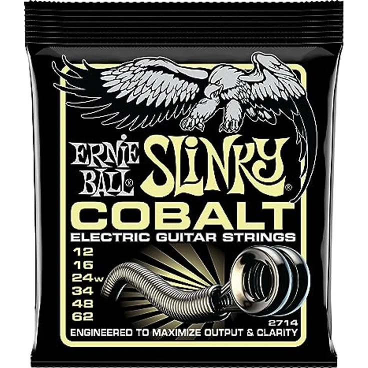Ernie Ball Mammoth Slinky Cobalt E-Gitarrensaiten, Stärke 12-62, für ultra-tiefe Stimmungen, Cobalt-Legierung für erhöhte Leistung, hergestellt in den USA – Bild 1