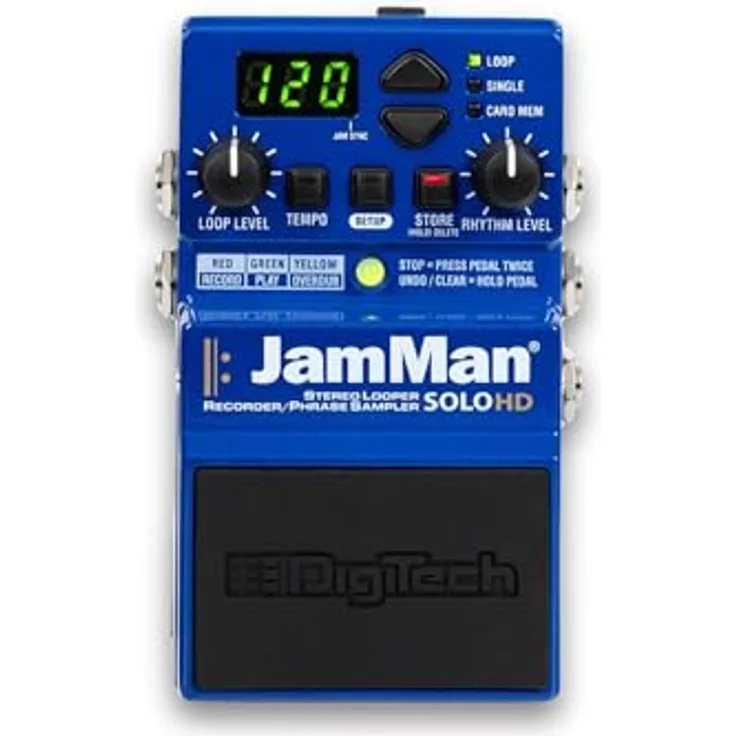 Digitech Jam Man Solo HD, Looper Pedal mit 35 Min. Loop-Speicher, 200 internen Speicherplätzen, Stereo 44,1 kHz Wiedergabe, inkl. 9V Netzteil