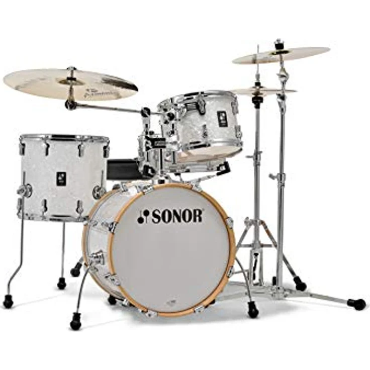 Sonor AQ2 Bop Set WHP, 7-lagiger Ahornkessel, 18"x14" Bass Drum, 12"x08" Tom, 14"x13" Stand Tom, 14"x06" Snare, chrom Kesselhardware, Farbe: White Pearl – Bild 2