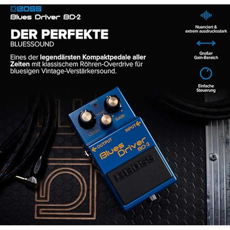 Boss BD-2 Overdrive, E-Gitarren Effektpedal mit Vintage Röhrenamp-Sound, Level, Tone & Gain Regler, blau – Bild 2