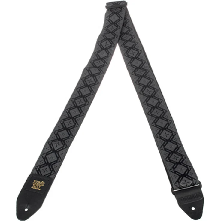 Ernie Ball E-Guitar Strap Regal Black, Gitarrengurt aus Polypropylen mit Lederenden, verstellbar von 104 cm bis 183 cm, Breite 51 mm – Bild 1