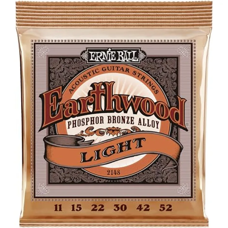 Ernie Ball 2148 Earthwood Phosphor Bronze, Gitarrensaiten Set 011-052 für Westerngitarre