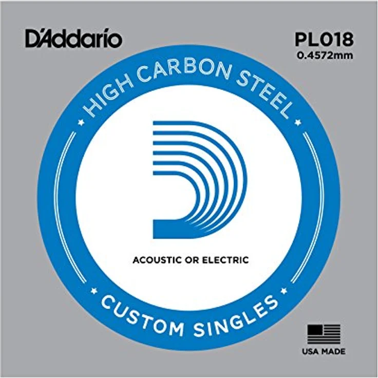 D'Addario PL018, Gitarren-Einzelsaite für Akustik oder E-Gitarre, 0,046 cm (0,018 Zoll), hochwertige Verarbeitung – Bild 1
