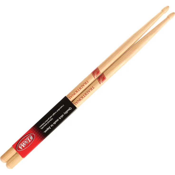 Tama 5B Traditional Hickory, Drumsticks mit ovaler Spitze, 406mm Länge und 15mm Durchmesser, nach vorne gelagerte Gewichtsverteilung