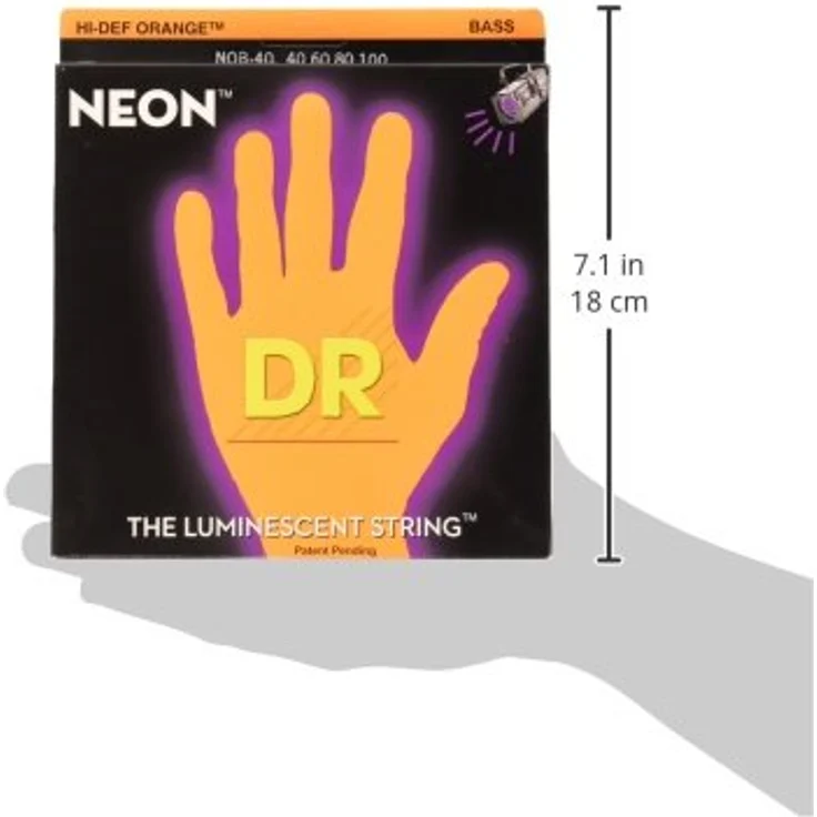 DR Strings Hi-Def Neon Orange NOB-40, E-Bass Saiten Light 40-100 mit K3-Beschichtung für mehr Klarheit und Projektion – Bild 3