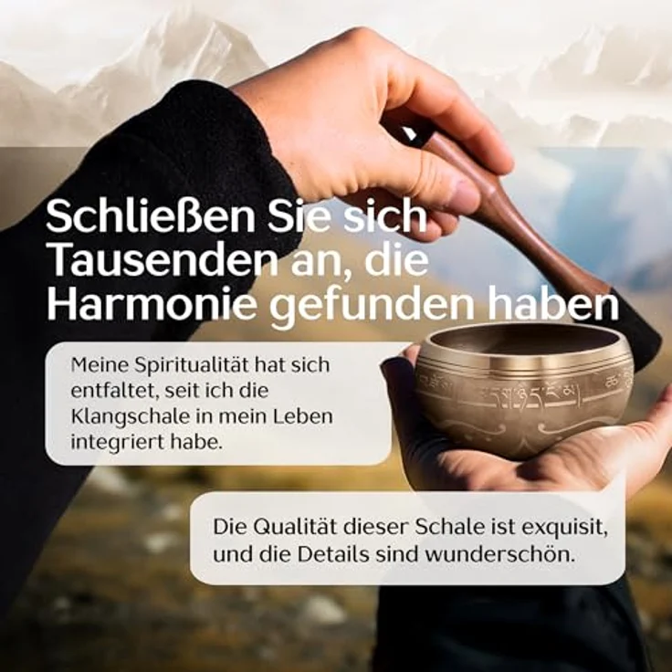 Silent Mind Klangschale Ø10 cm Bronze, Handgefertigtes Komplett-Set mit Kissen und Klöppel, klarer stabiler Klang für Meditation und Achtsamkeit, ideal für Anfänger – Bild 3