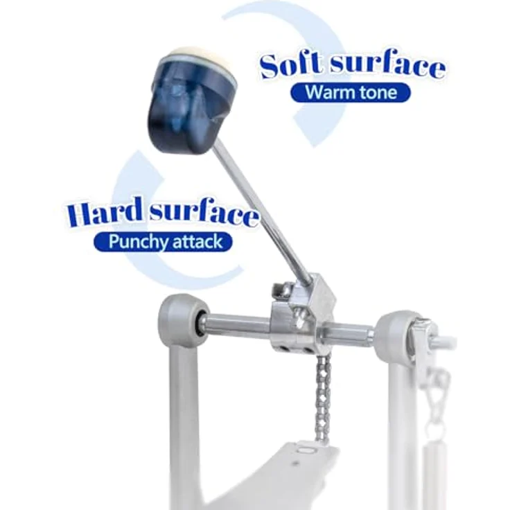 Dixon PP-P1 Single Pedal Fußmaschine, Single Chain Drive mit gebürsteter Trittplatte und See-through Blue Dual Surface Beater – Bild 4