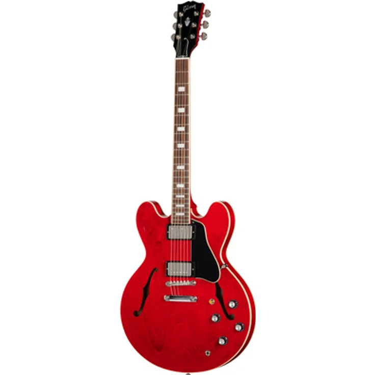 Gibson ES-335 60s Sixties Cherry, Semi-Hollow E-Gitarre mit Mahagoni-Hals und 22 Bünden, Glanz-Finish