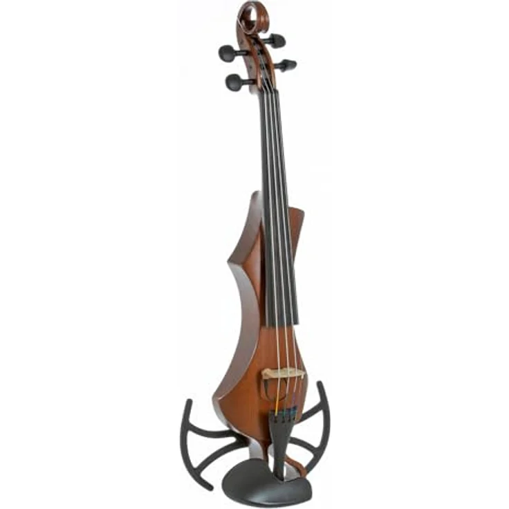 GEWA E-Violine Novita 3.0, elektronische 4-saitige Violine in Goldbraun mit Universaladapter für Schulterstützen – Bild 1