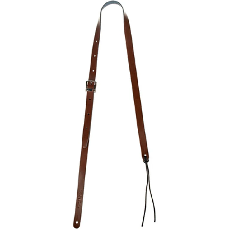 Harley Benton Mandolin Leather Strap, Ledergurt für Mandoline und Ukulele, 16mm breit, verstellbar von 88cm bis 110cm, braun, Made in Europe