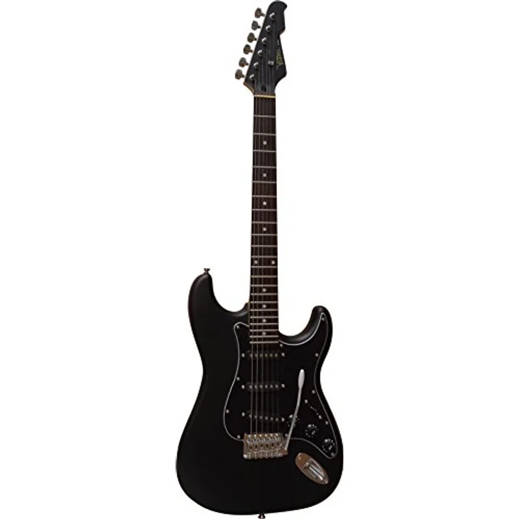 MSA Vision Sound ST5MATTBK, Elektrogitarre matt schwarz mit massivem Holz-Korpus, 3 Singlecoil-Pickups und Tremolo, inkl. Anschlusskabel – Bild 1