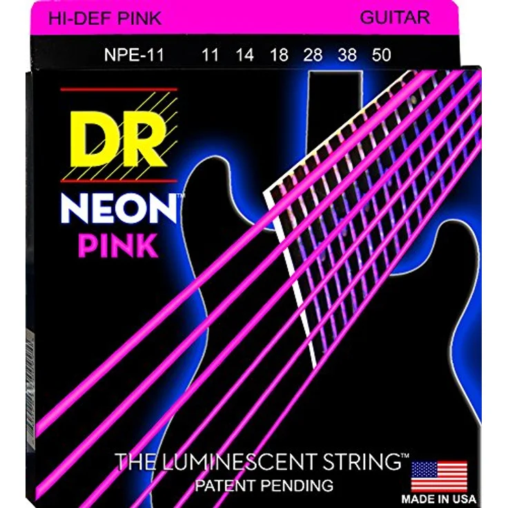 DR Strings Hi-Def Neon Pink NPE-11, E-Gitarre Saiten Set Heavy 11-50, rosa – Bild 1