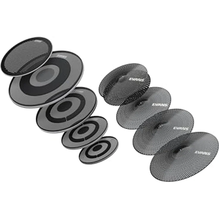 Evans dB One Drum Head Set, Schlagzeugfelle 14" bis 22" + dB One Becken Pack mit Hi-Hat und Crashbecken, natürliche Ansprache, reduzierte Lautstärke – Bild 1