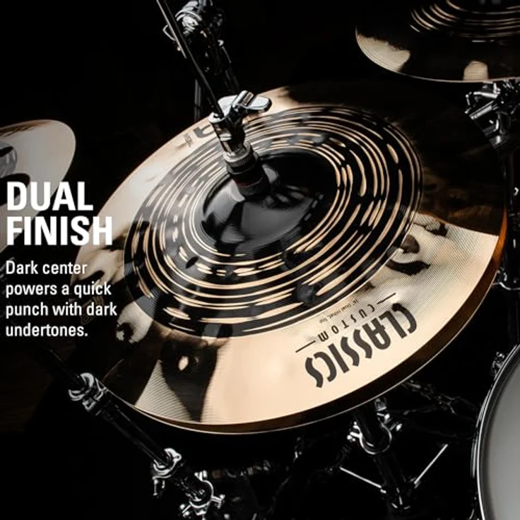 Meinl Classics Custom Dual 14 Zoll Hihat, Dunkles und Brilliantes Finish, Schlagzeug Becken aus B12 Bronze mit großer dynamischer Bandbreite (CC14DUH) – Bild 4
