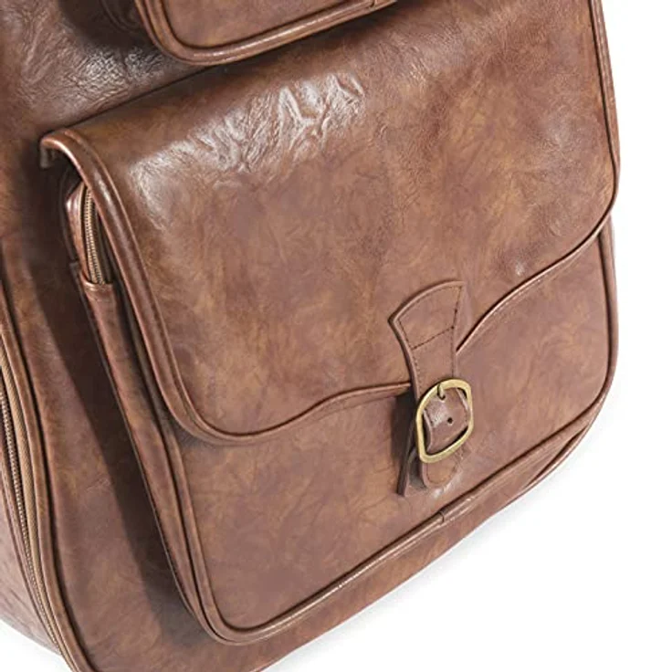 Fame Gigbag Electric Bass Antique Deluxe, Robustes Kunstleder, Hochverdichtete Schaum-Polsterung, Vintage-Design mit Messing-Applikationen, Variabeles Halskissen, Rucksackgarnitur, Mehrere Zubehörtaschen – Bild 5