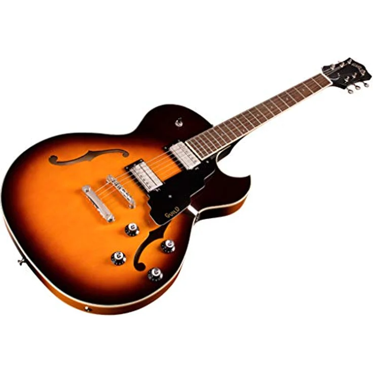 Guild Starfire I SC Antique Burst, Thinline Hollow Body Archtop E-Gitarre mit 2x Humbucker und Coil Splitting, gewölbter Ahornkorpus, Mahagoni-Griffbrett, Antique Burst Finish – Bild 5