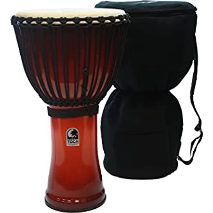 Toca SFDMX-12BM 12" Freestyle Djembe, Kunststoffkessel mit mechanischem Fellspannsystem, Farbe Black Mamba