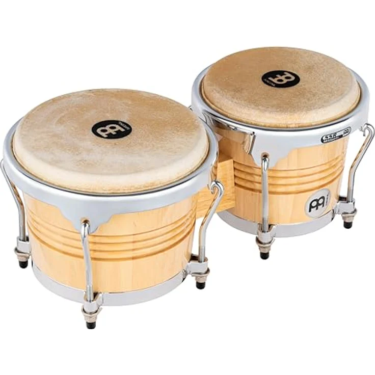 Meinl WB200NT-CH Bongoset, 6 3/4" und 8", Gummibaum, handselektierte Büffelfelle, hochglanz Finish, chrom Hardware – Bild 1