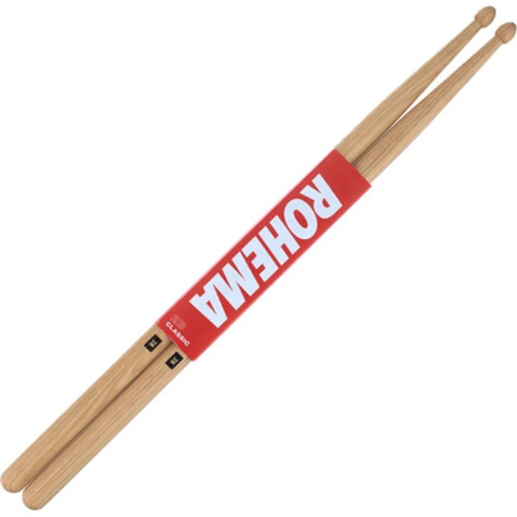 Rohema 2B Hickory Drumstick, lackiert, Länge 415mm, Durchmesser 16,0mm, Made in Germany