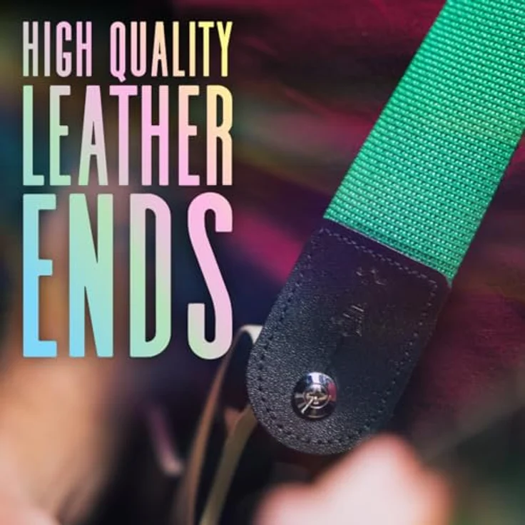 Levys Poly Strap 2" BKB, Gitarrengurt aus Polypropylen mit ledernen Endstücken, schwarz-blau, verstellbar von 89 cm bis 157 cm – Bild 3