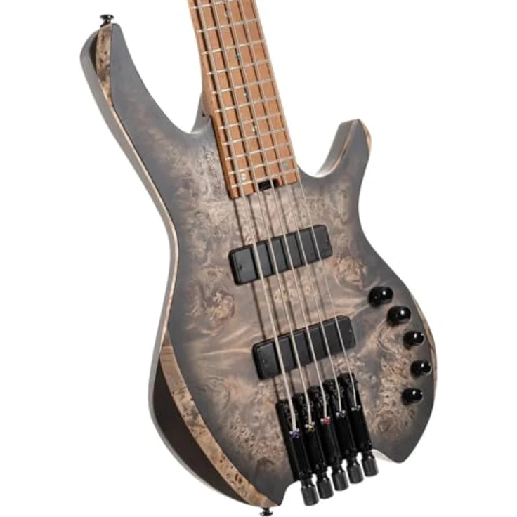 Cort Artisan Space 5 SDB, 5-saitiger Headless E-Bass mit Ahorn Korpus, 24 Bünden, Bartolini MK-1 Tonabnehmer, aktivem 3-Band EQ, Farbe Star Dust Black – Bild 2