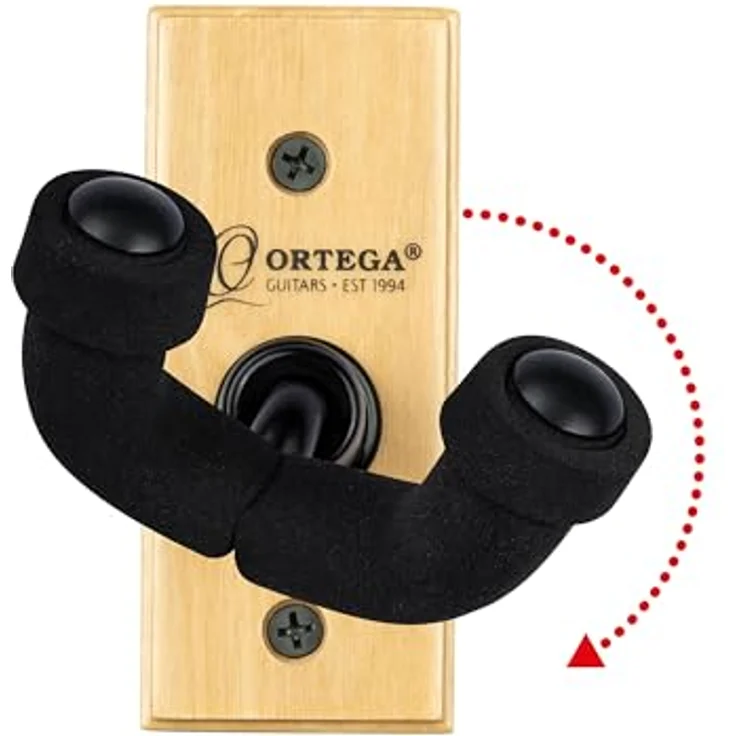 Ortega OUH-1NT Ukulele Wandhalter, anschraubbare Wandbefestigung mit gepolstertem Bügel und Echtholzplatte – Bild 3