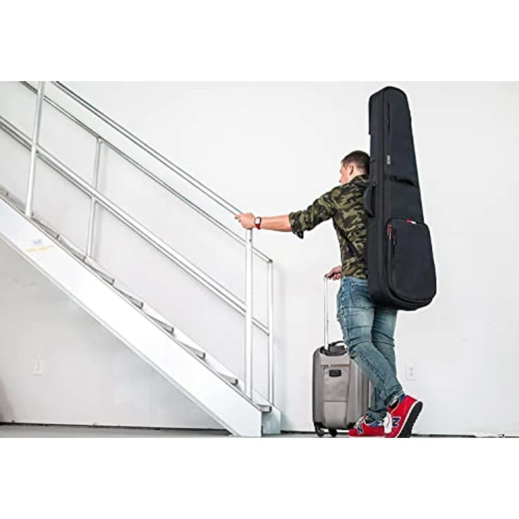 Gator Icon SC-Style Guitar BK, Gigbag für Single Cut E-Gitarre, witterungsbeständig, schwarze 1000D Nylon, inkl. Regenhülle, versteckte Rucksackgurte – Bild 2