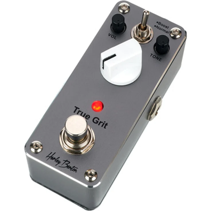Harley Benton MiniStomp True Grit, Overdrive-Pedal für E-Gitarre mit Lautstärkeregler, Gain-Regler und True Bypass, kompaktes Metallchassis, 92mm x 38mm x 32mm