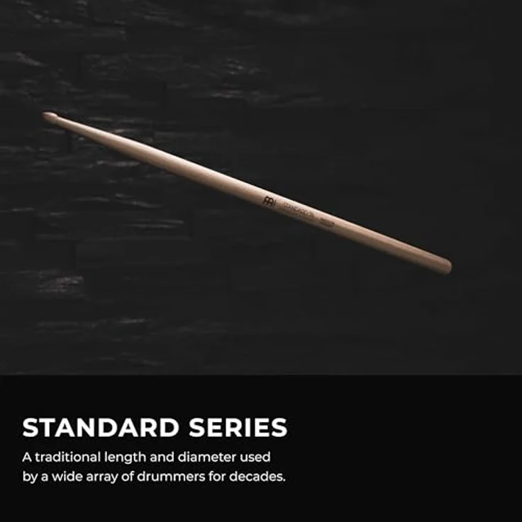 Meinl 7A Standard Hickory Drumsticks, schwer, 406 mm, eichelförmiger Holzkopf, made in Germany – Bild 2