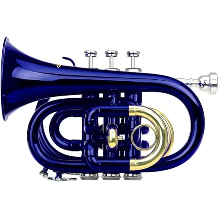 Classic Cantabile Brass TT-400 Bb-Taschentrompete, Messing mit Schallbecher Durchmesser 93 mm und Bohrung 11,8 mm, inkl. Leichtkoffer, Mundstück, Putztuch, Handschuhe, blau – Bild 2