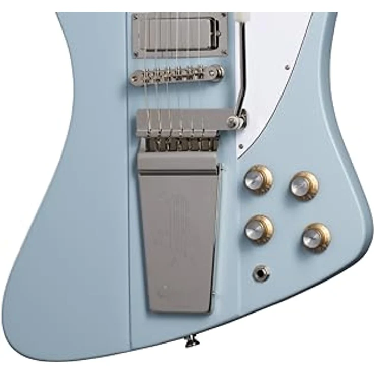 Epiphone 1963 Firebird V, E-Gitarre mit Mahagoni Korpus, Alnico 5 Mini-Humbucker und ReDesigned Maestro Tremolo, Frost Blue – Bild 3
