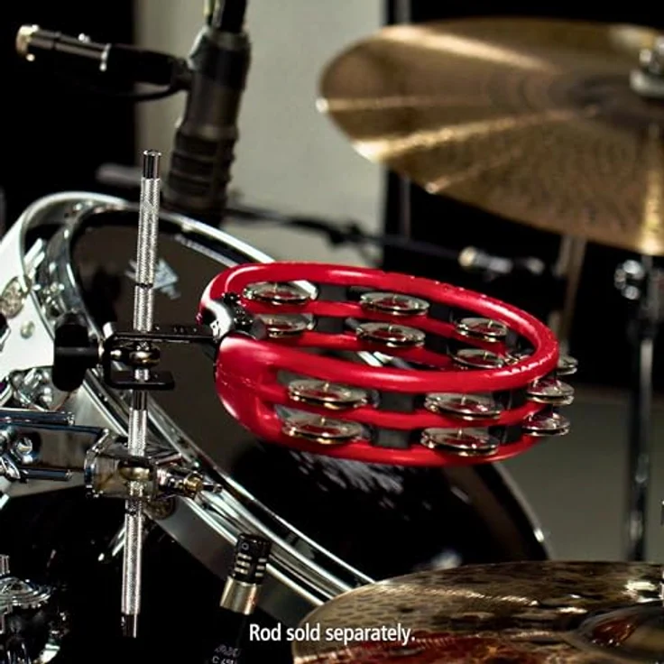 Meinl TMT2R Drummer Tambourine, montierbare Version mit ABS-Kunststoff Rahmen und 14 Paar Stahlschellen, rot – Bild 7