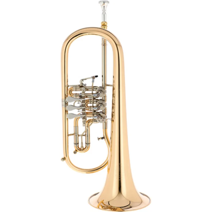 Melton MWF10GT-L Flugelhorn, Goldmessing lackiert, Meisterwerk-Serie, 3 Zylinderventile, 11mm Bohrung, inkl. Mundstück und Etui