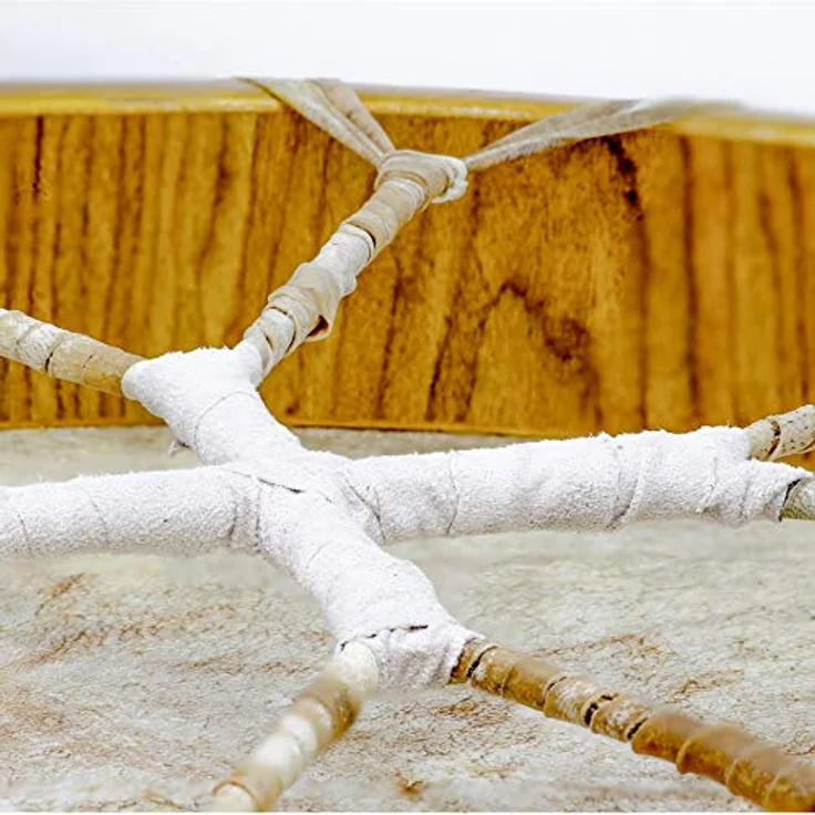 Terre Shaman Drum Goat Skin 60cm, runde Schamanentrommel aus Ziegenhaut, indonesischer Mahagoni-Rahmen, dunkler Klang, inklusive Schlägel – Bild 6