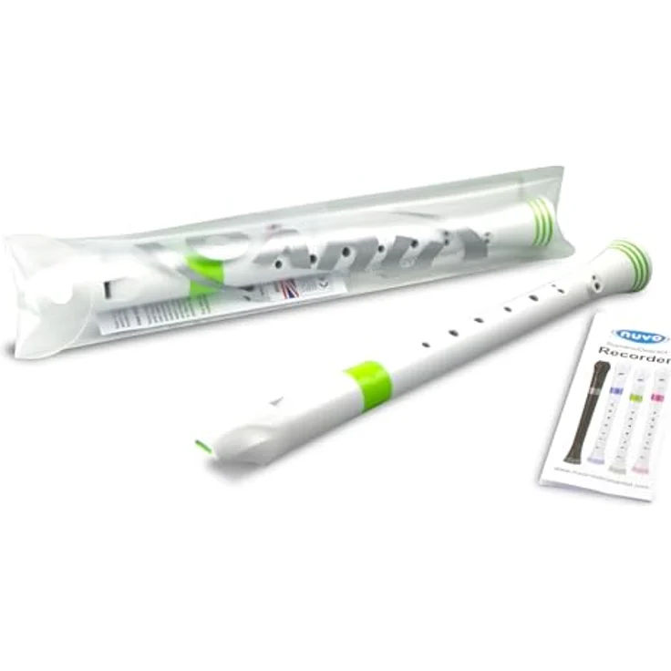Nuvo Soprano Recorder, deutsche Griffweise, Stimmung C, Doppelloch, weiß-grün, inkl. Hülle und Grifftabelle – Bild 1