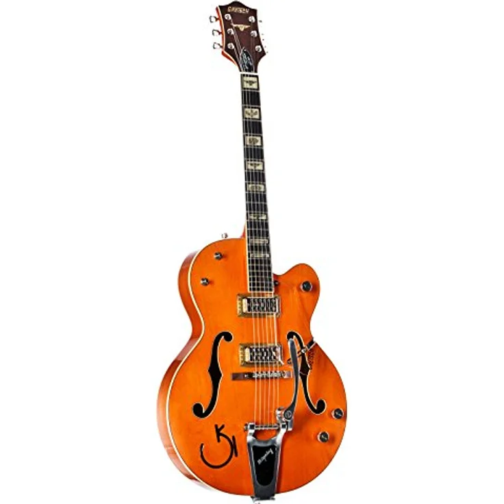 Gretsch G6120 RHH Reverend Horton Heat, E-Gitarre mit gewölbter laminierter Ahorn Decke, 2x TV Jones Filtertron Humbucker, Orange Stain, inkl. Deluxe Hardshell Koffer, Made in Japan – Bild 1