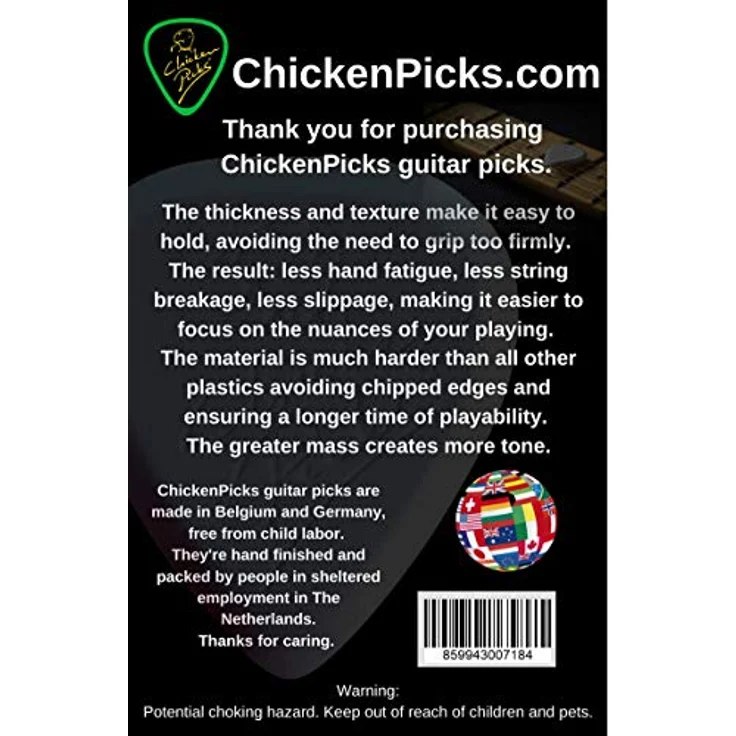 Chicken Picks Bermuda III, Plektrum Set mit 3 Stück, 2,1mm Stärke, extrem harter Kunststoff, präzises Picking – Bild 7