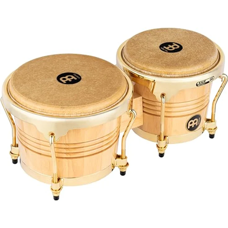Meinl WB200NT-G Bongoset, Natur, 6 3/4" und 8", Gummibaum, handselektierte Büffelfelle, Gold Hardware, hochglanz Finish – Bild 1