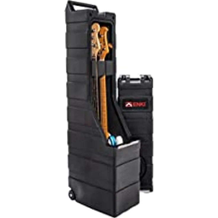 Enki AMG-2 Double Bass Case 3. Gen, Gitarrenkoffer aus Polyethylen für 2 E-Bässe, mit EVA Schaumstoffeinlage und abnehmbarem Deckel, Außenmaße 139,7 x 27,94 x 48,26 cm, Gewicht 11,8 kg – Bild 2
