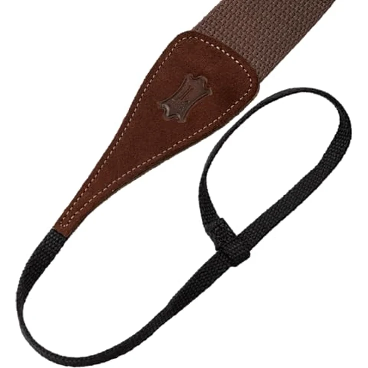 Levys Cotton Acoustic Strap 2" BR, Gitarrengurt aus Baumwolle mit Wildleder-Endstück, verstellbar von 102 cm bis 178 cm, braun – Bild 7