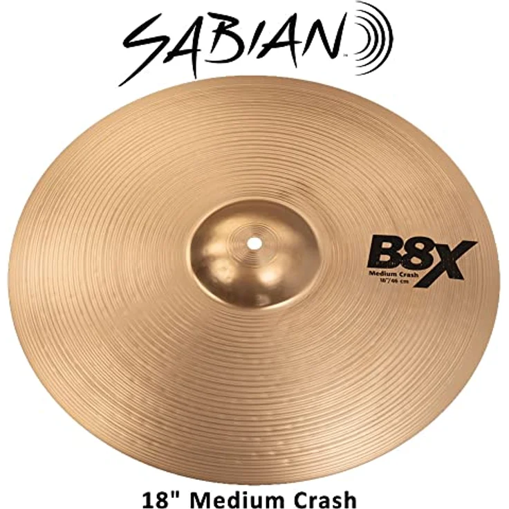 Sabian 18" B8X Medium Crash, Schlagzeugbecken aus B8 Bronze mit gehämmerter Glocke, natural Finish, warmer und komplexer Sound – Bild 4