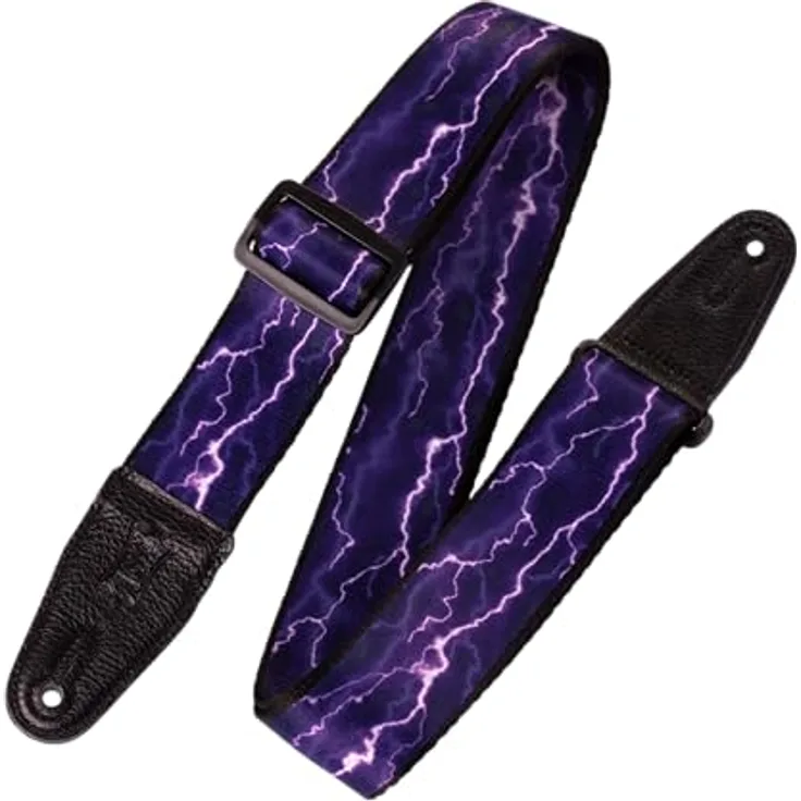 Levys Poly Strap MP-18, Gitarrengurt aus Polyester mit Lederendstück und Gleitschnalle, 2" Breite, violett, made in Canada
