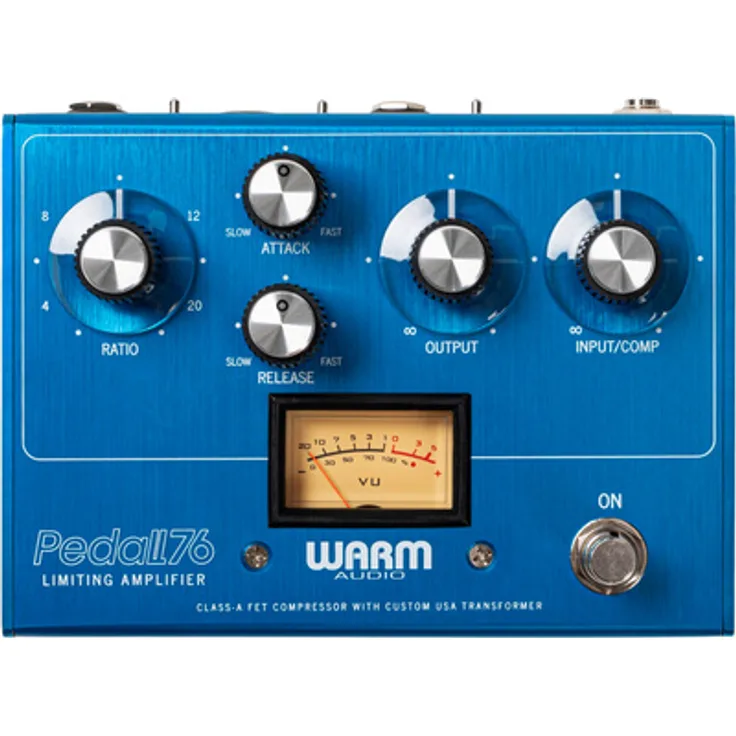 Warm Audio Pedal76 FET LTD Compressor, Effektpedal für E-Gitarre, limitierte blaue Edition mit VU-Meter und True/Buffered Bypass