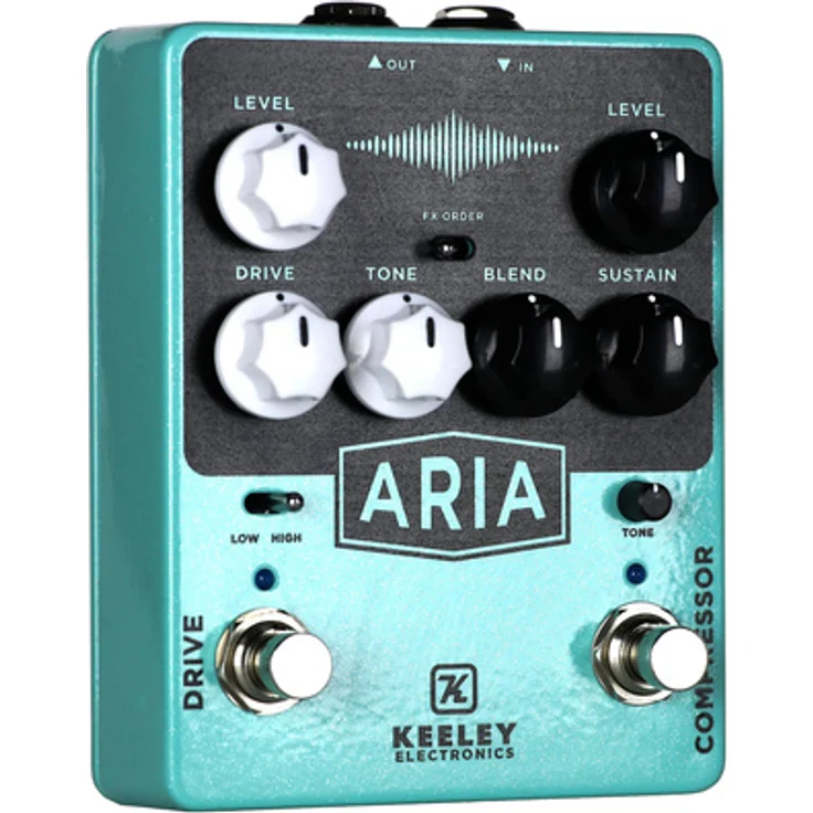Keeley Aria Compressor Overdrive, Effektpedal mit True Bypass und schaltbarem FX ORDER, Made in USA