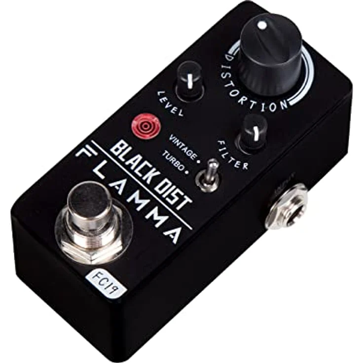 Flamma FC19 Black Distortion, Kompaktes analoges Distortion Pedal für Gitarre und Bass mit Vintage/Turbo Schalter, schwarz – Bild 1