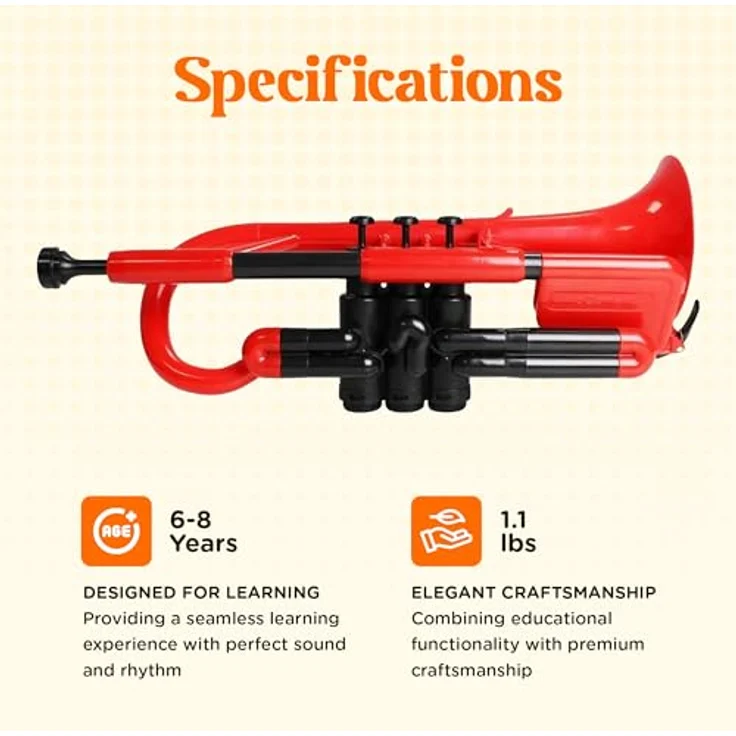 pBone music pCornet Red, Bb-Kornett aus ABS-Kunststoff, leicht und robust, inkl. Tasche und Kunststoffmundstück – Bild 5