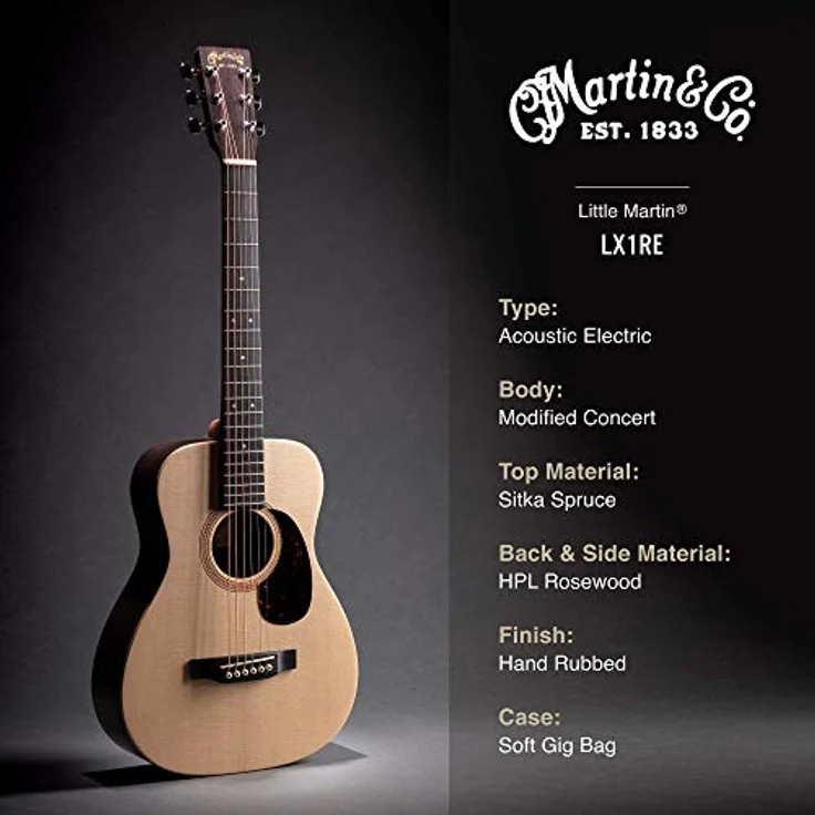 Martin Guitar LX1RE, Little Martin Westerngitarre mit massiver Fichten-Decke, Naturfarbe, inkl. Fishman Sonitone Elektronik und Gigbag – Bild 5