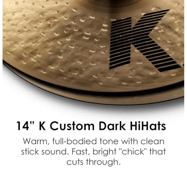 Zildjian 14" K-Custom Dark Hi-Hat, Schlagzeugbecken mit warmem, mitteltiefem Ton und klarem Stockanschlag – Bild 3